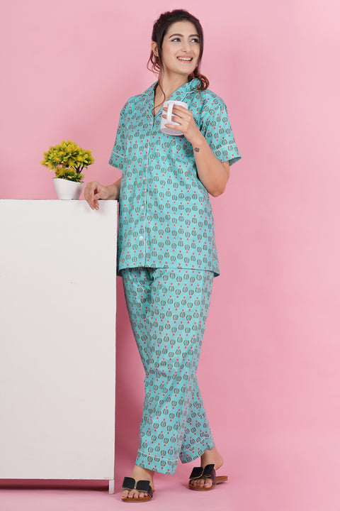 Parachute Adventure: Half Sleeve Pyjama Cotton Night Wear Set
