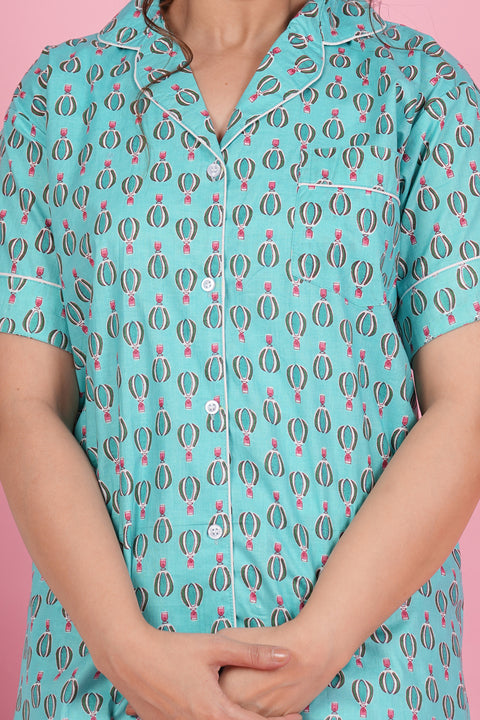 Parachute Adventure: Half Sleeve Pyjama Cotton Night Wear Set