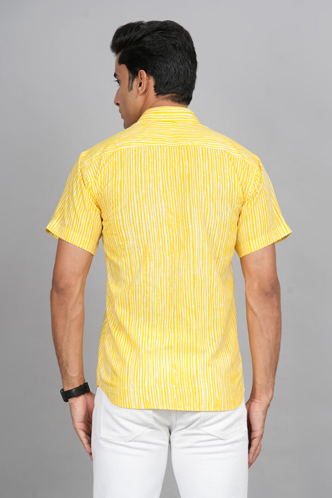 Sunshine Stripe: Yellow and White Printed Shirt