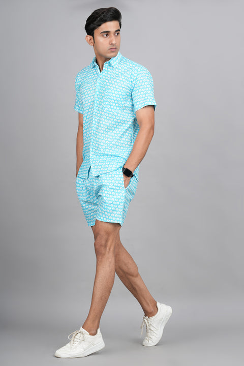 Floral Essence: White Flower Jaipuri Block Printed Shirt