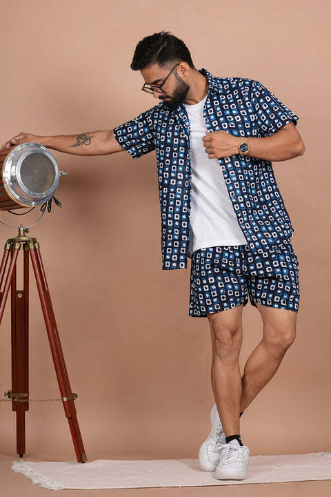 Stunning Geometric Print Blue Co-ords