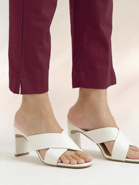 Women's Wine Cotton Trouser Pant