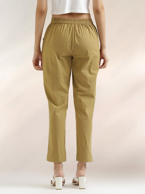 Women's Camel Cotton Trouser Pant