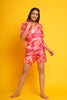 Resin Art Red and Golden Half Sleeve Shorts Set