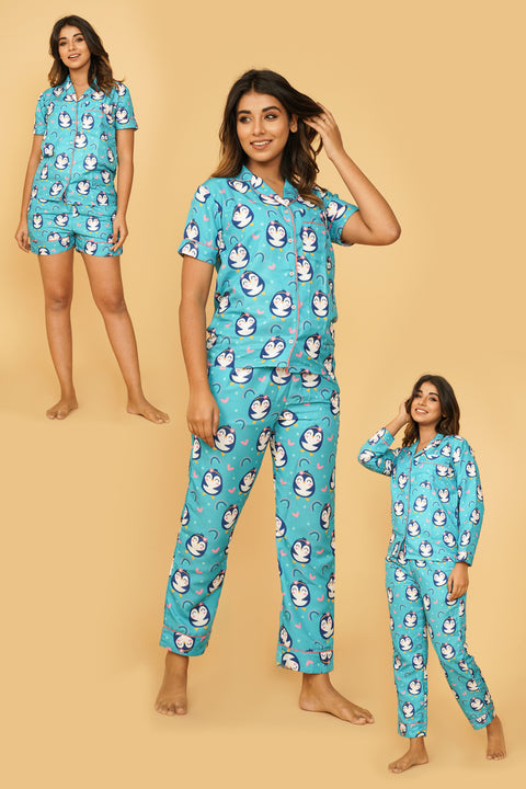 Cute Penguin Love Combo Night Wear Set