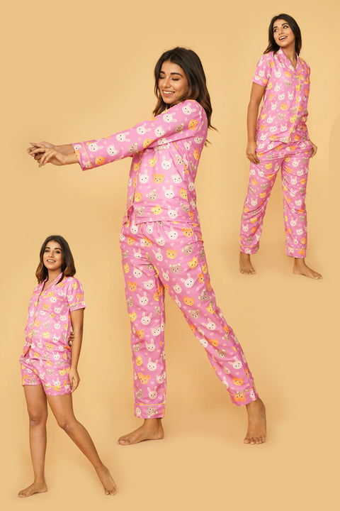 Cute Animals Combo Night Wear Set