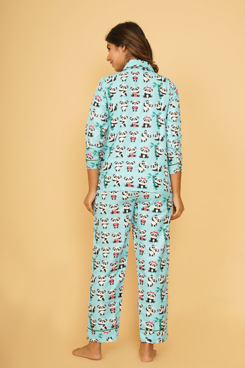 Cute Panda Poses Full Sleeve Pyjama Set