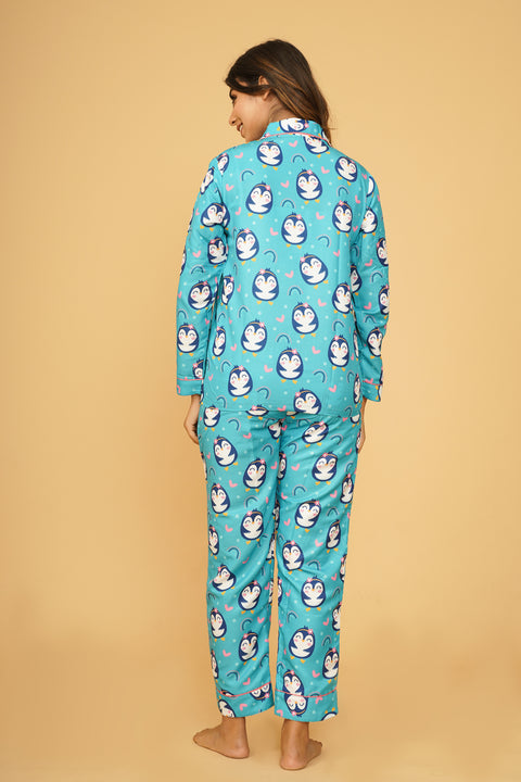 Cute Penguin Love Full Sleeve Pyjama Set