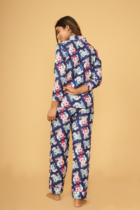 Kitty Selfie Full Sleeve Pyjama Set