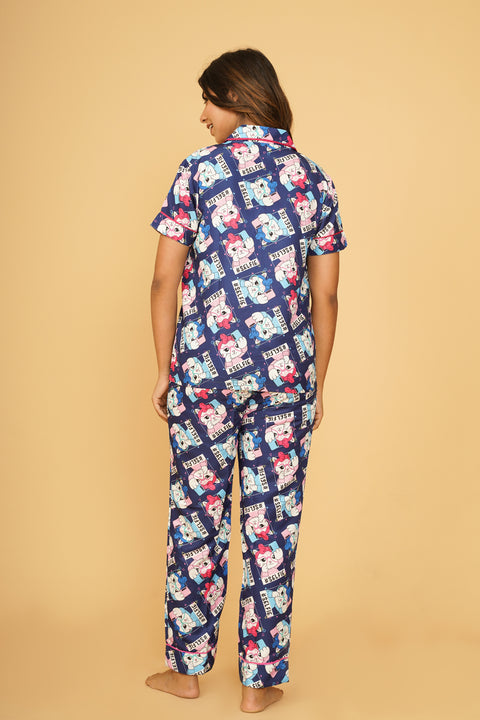 Kitty Selfie Half Sleeve Pyjama Set