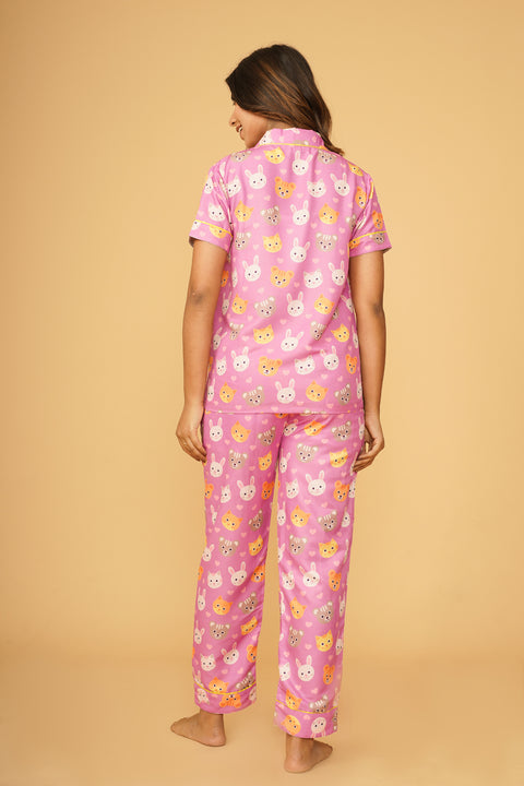 Cute Animals Half Sleeve Pyjama Set