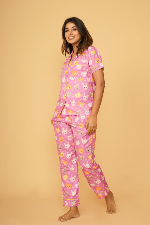 Cute Animals Half Sleeve Pyjama Set