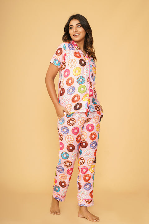Colorful Donuts Combo Night Wear Set