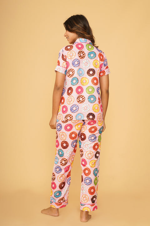 Colorful Donuts Half Sleeve Pyjama Set
