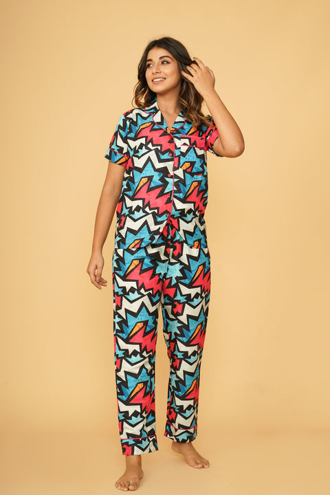 Abstract Pattern Combo Night Wear Set