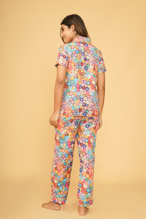 Colorful Flowers Combo Night Wear Set