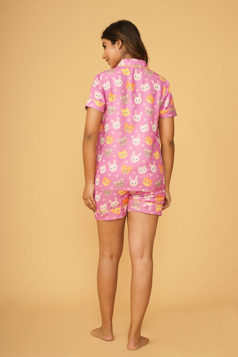 Cute Animals Half Sleeve Shorts Set